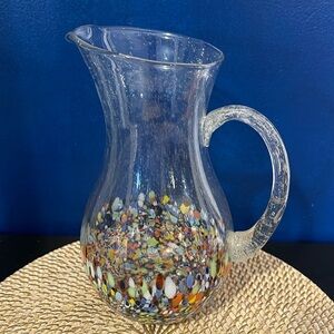 Home Studio Baja Confetti Hand Blown Glass WATER LEMONADE MARGARITA Pitcher